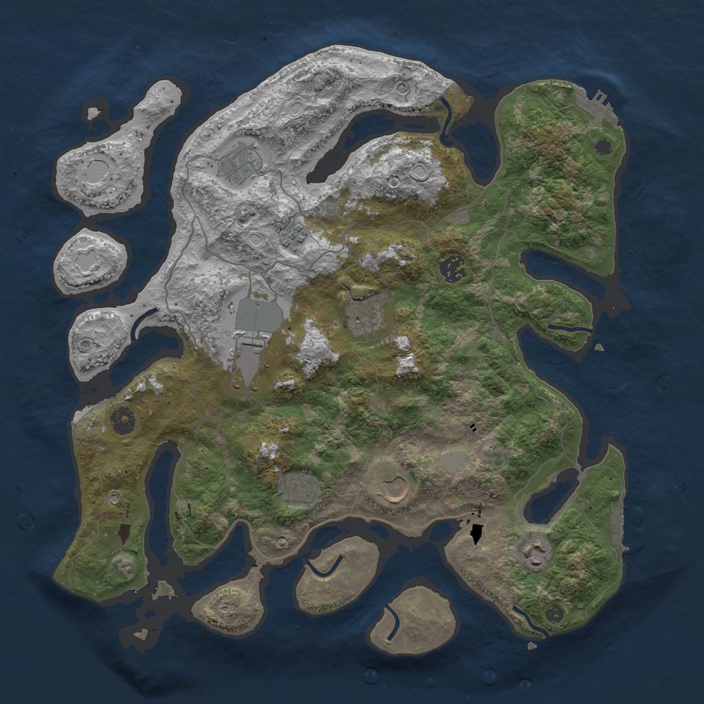 Rust Map: Procedural Map, Size: 4000, Seed: 862246665, 16 Monuments