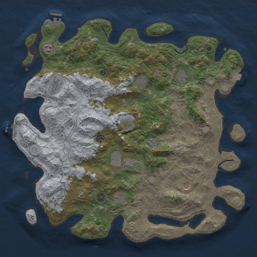 Rust Map: Procedural Map, Size: 4500, Seed: 1093972646, 17 Monuments