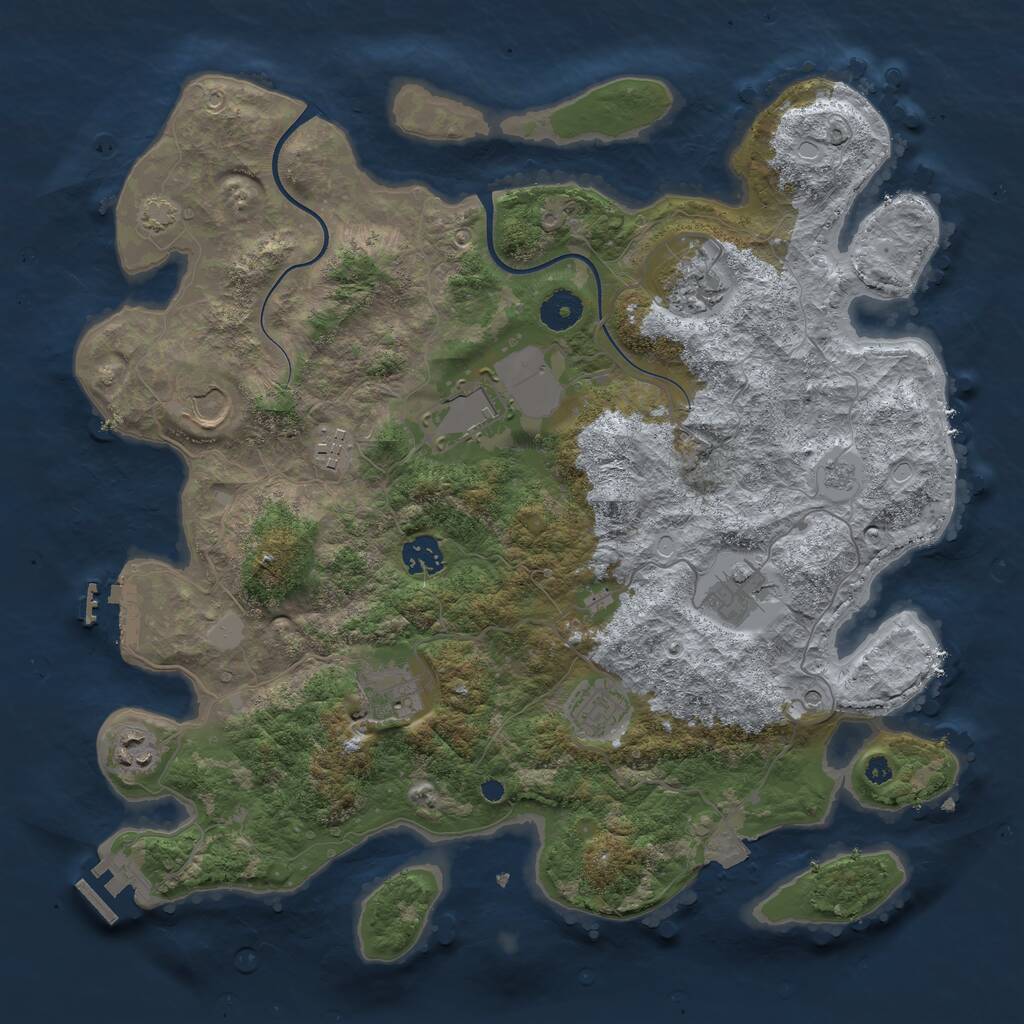 Rust Map: Procedural Map, Size: 3800, Seed: 1455881581, 15 Monuments