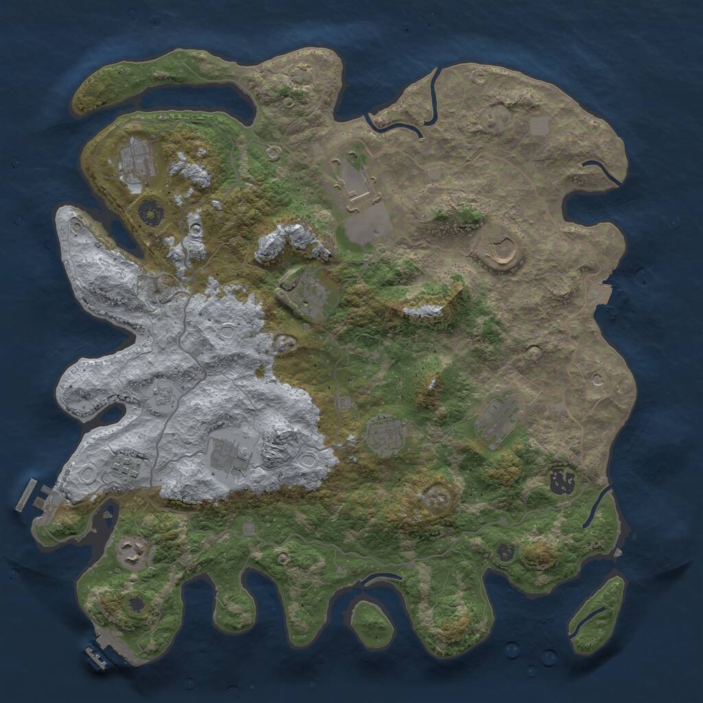 Rust Map: Procedural Map, Size: 4000, Seed: 692361260, 16 Monuments