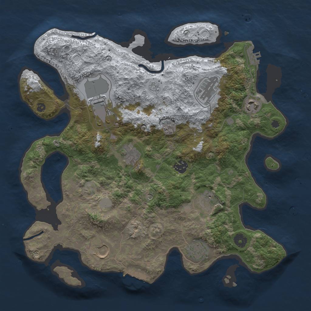 Rust Map: Procedural Map, Size: 3500, Seed: 19633243, 18 Monuments