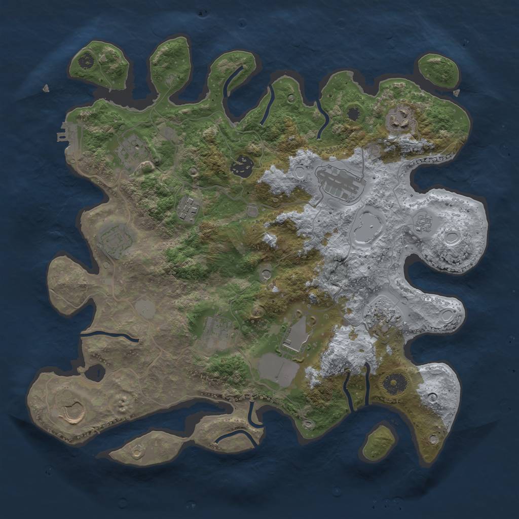 Rust Map: Procedural Map, Size: 3500, Seed: 23264, 18 Monuments