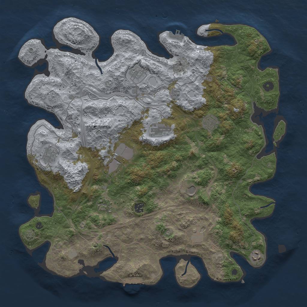 Rust Map: Procedural Map, Size: 4500, Seed: 1696327985, 19 Monuments