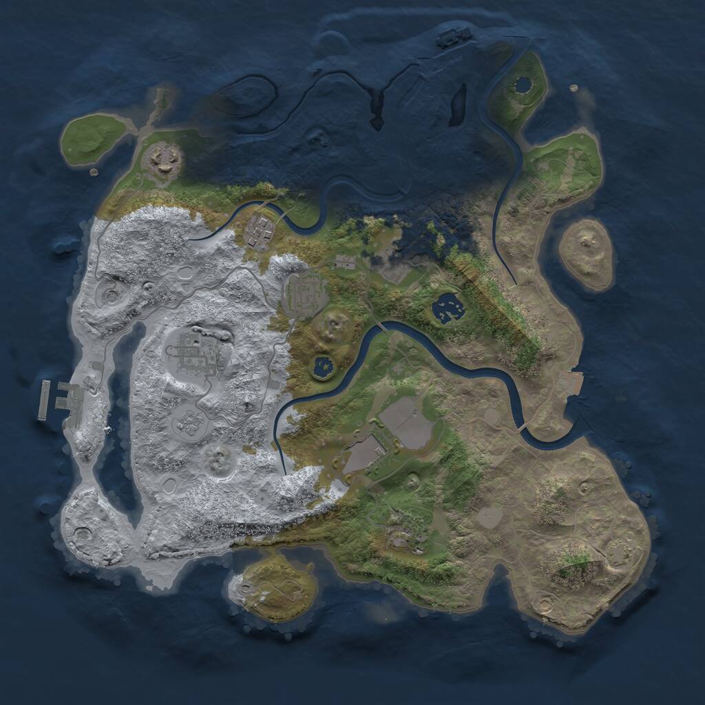 Rust Map: Procedural Map, Size: 3500, Seed: 995222559, 14 Monuments