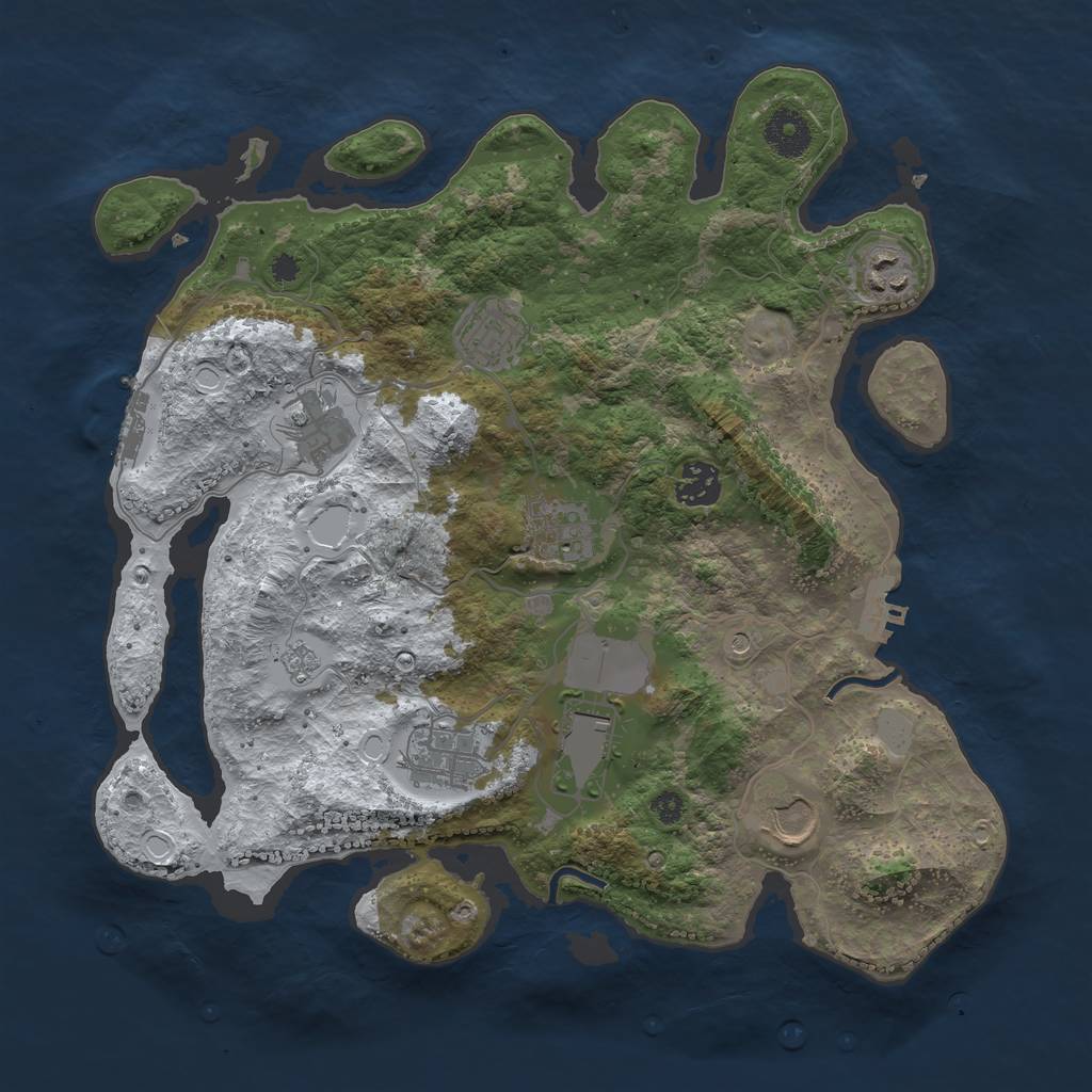 Rust Map: Procedural Map, Size: 3500, Seed: 995222559, 17 Monuments