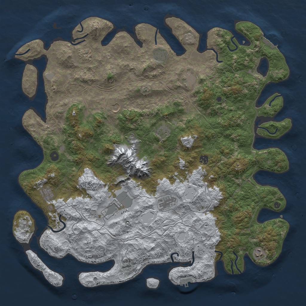 Rust Map: Procedural Map, Size: 5000, Seed: 37856210, 20 Monuments