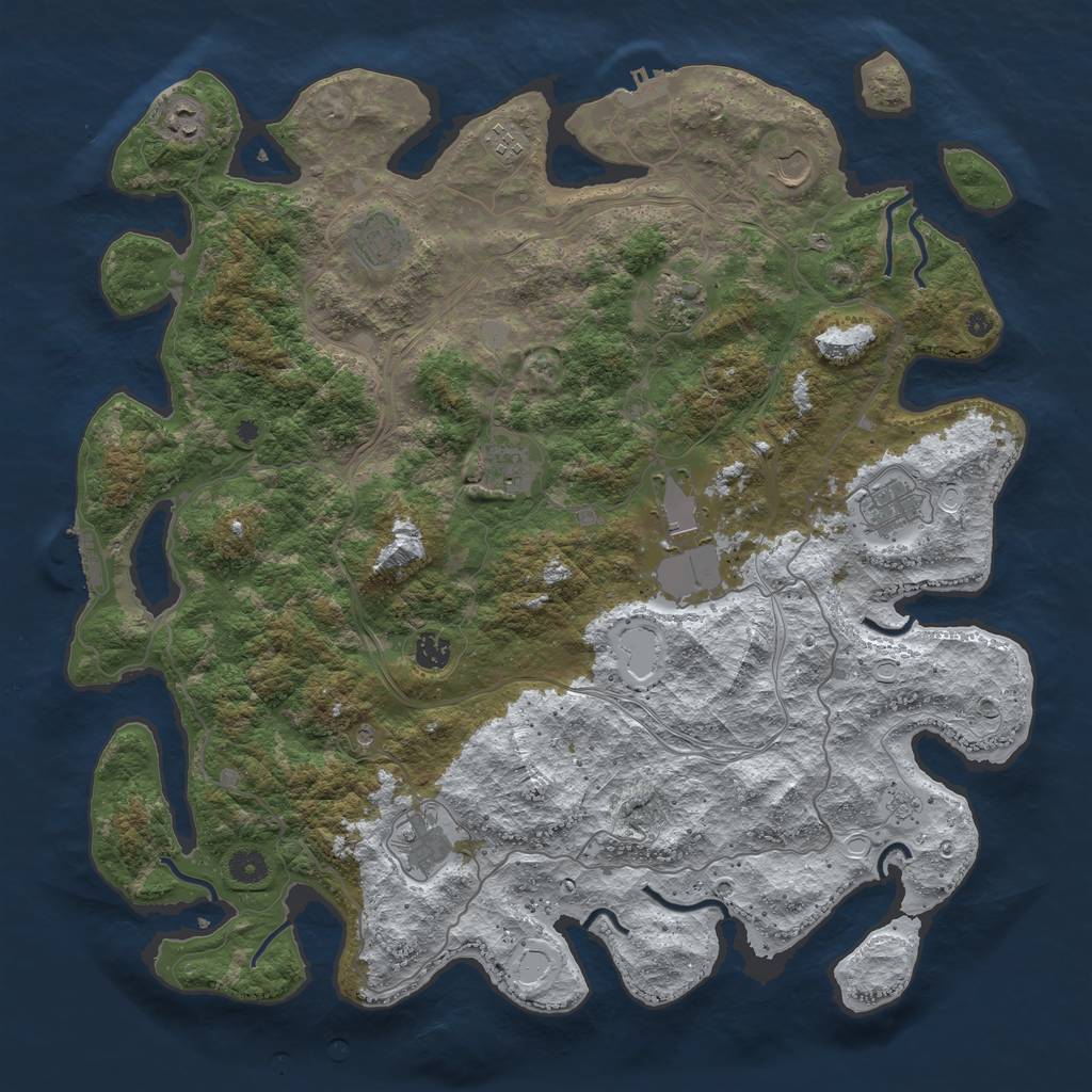 Rust Map: Procedural Map, Size: 4500, Seed: 249473956, 19 Monuments