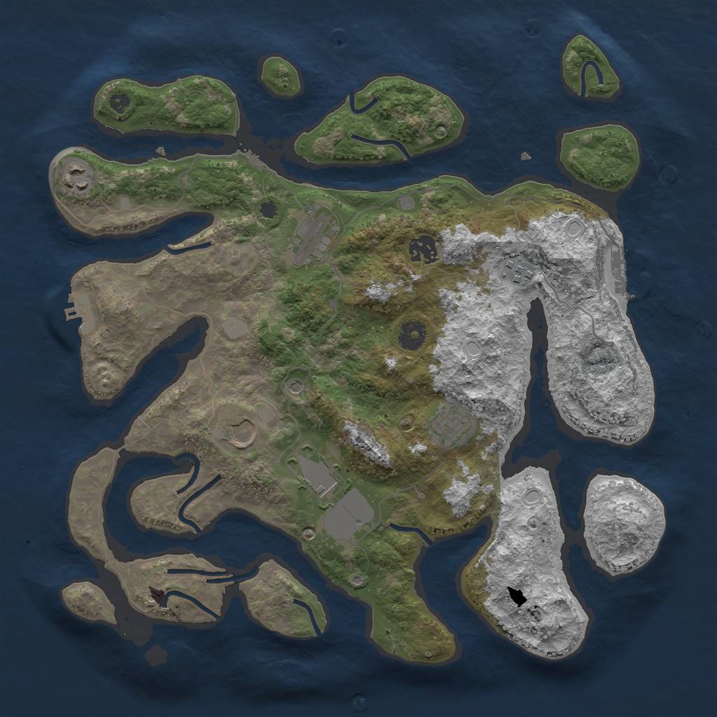 Rust Map: Procedural Map, Size: 3700, Seed: 629597246, 15 Monuments