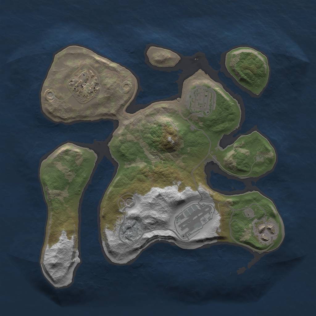 Rust Map: Barren, Size: 2511, Seed: 543498844, 7 Monuments