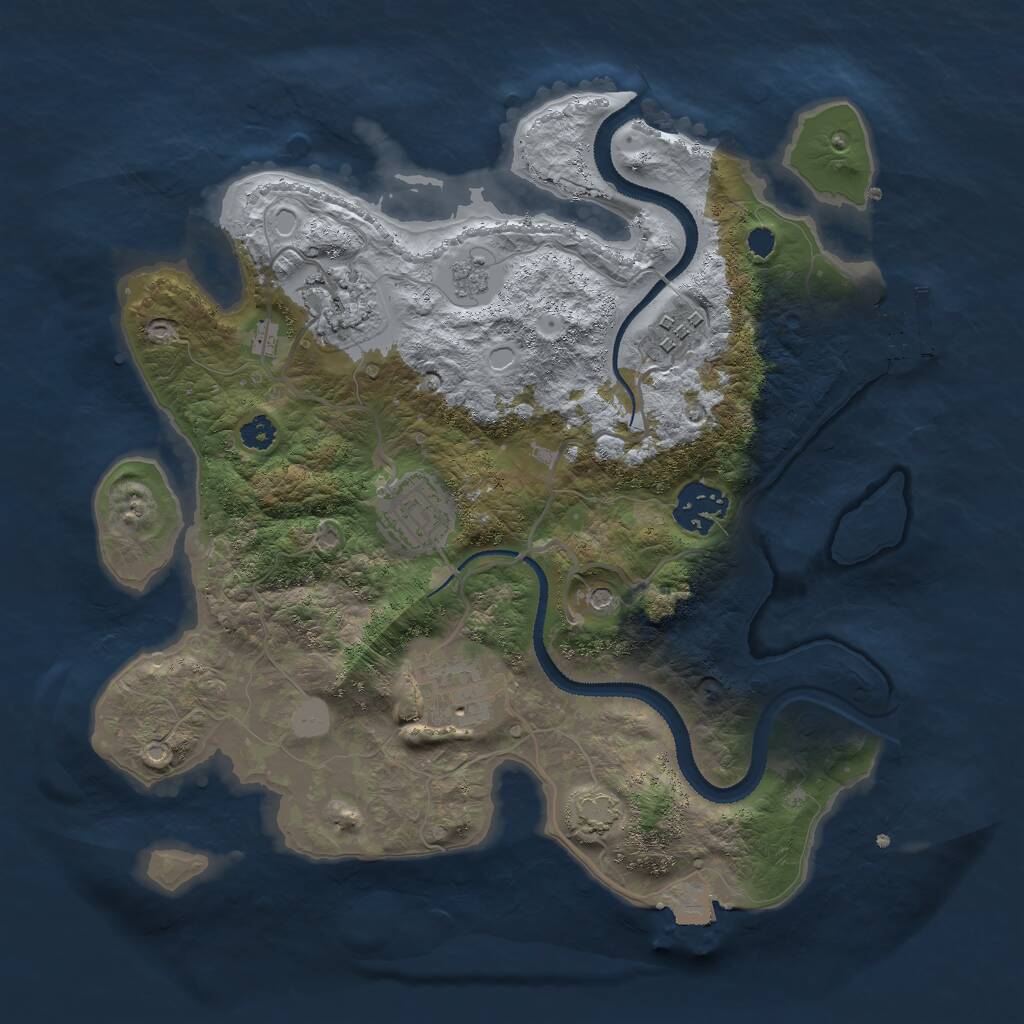 Rust Map: Procedural Map, Size: 3000, Seed: 61432, 10 Monuments