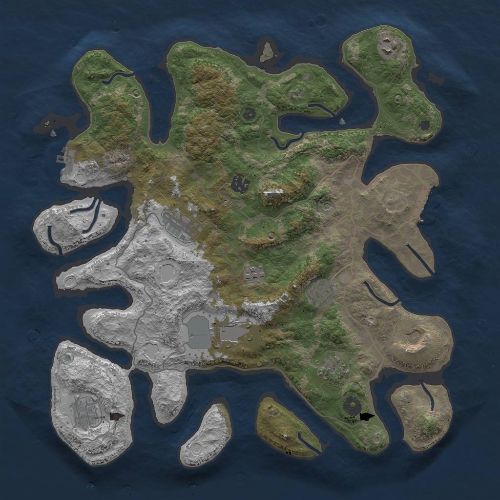 Rust Map: Procedural Map, Size: 4000, Seed: 787112195, 17 Monuments