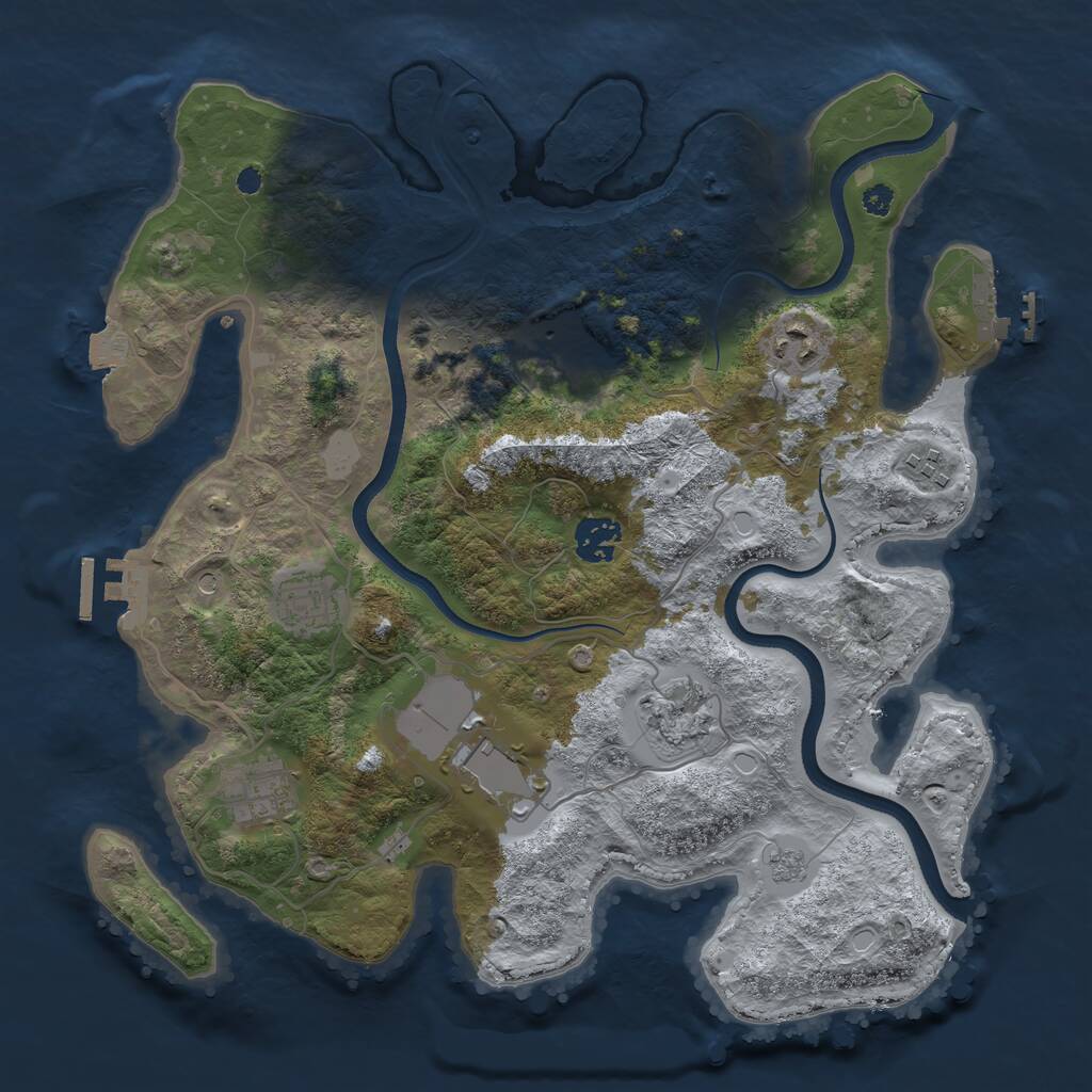 Rust Map: Procedural Map, Size: 3500, Seed: 1660462922, 14 Monuments