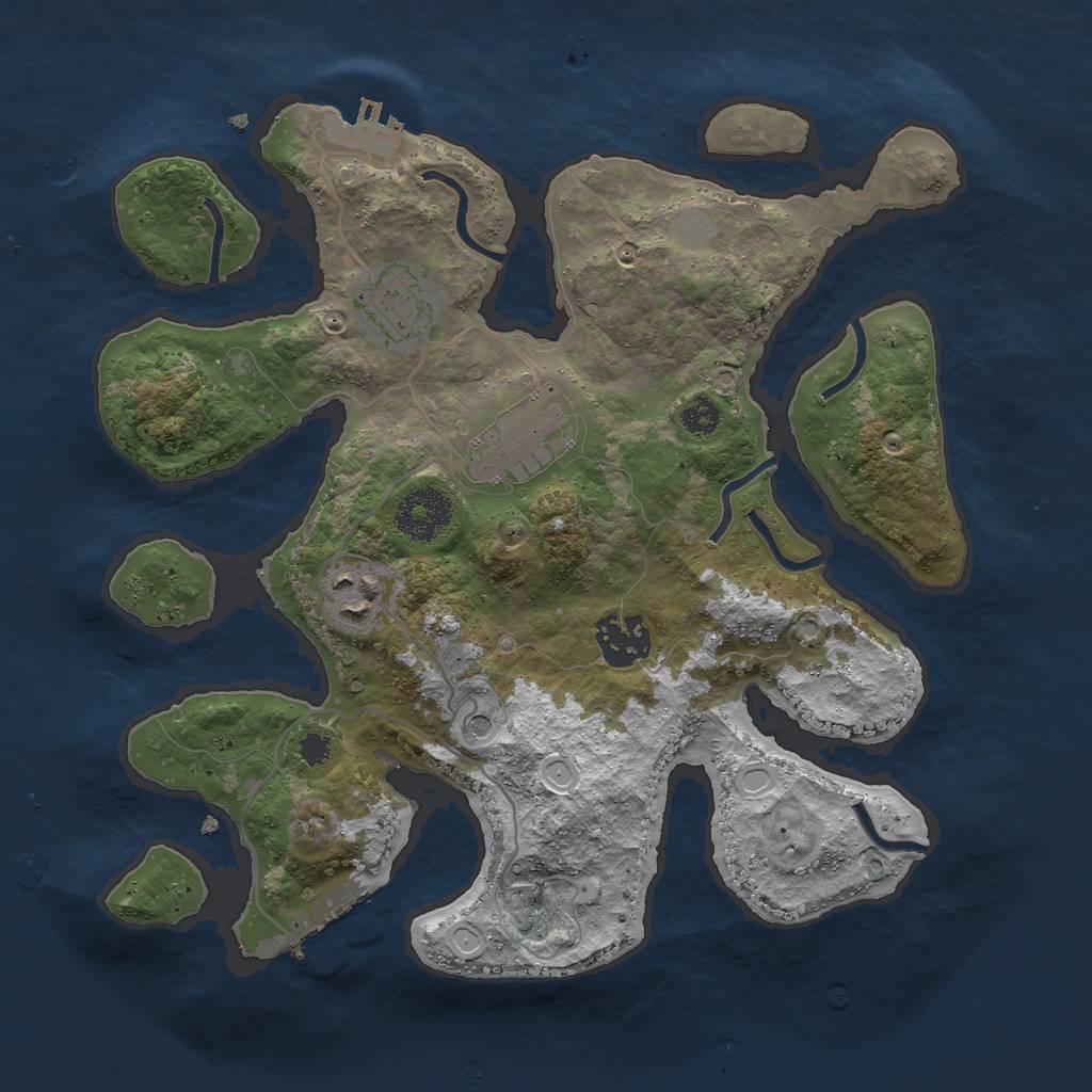 Rust Map: Procedural Map, Size: 3000, Seed: 221894458, 12 Monuments