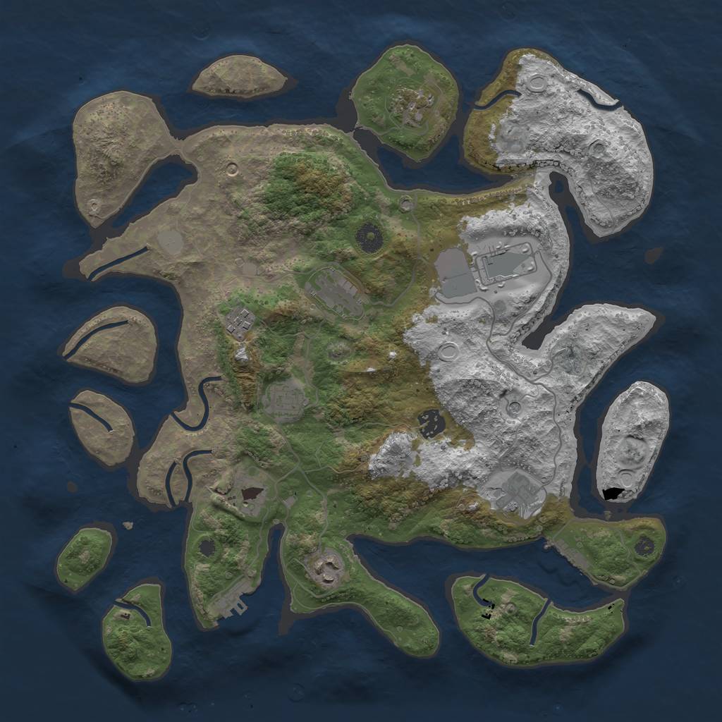 Rust Map: Procedural Map, Size: 3875, Seed: 1151740585, 17 Monuments