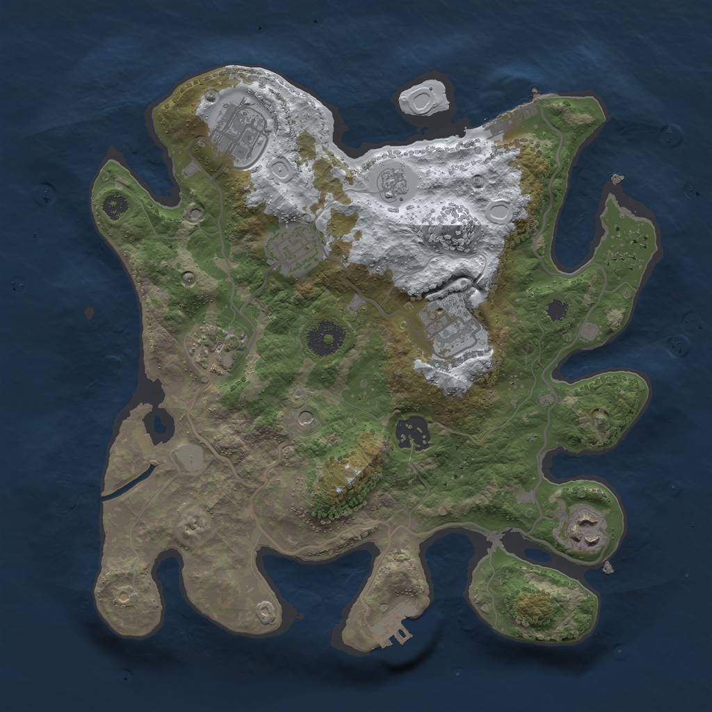 Rust Map: Procedural Map, Size: 3000, Seed: 58465, 15 Monuments