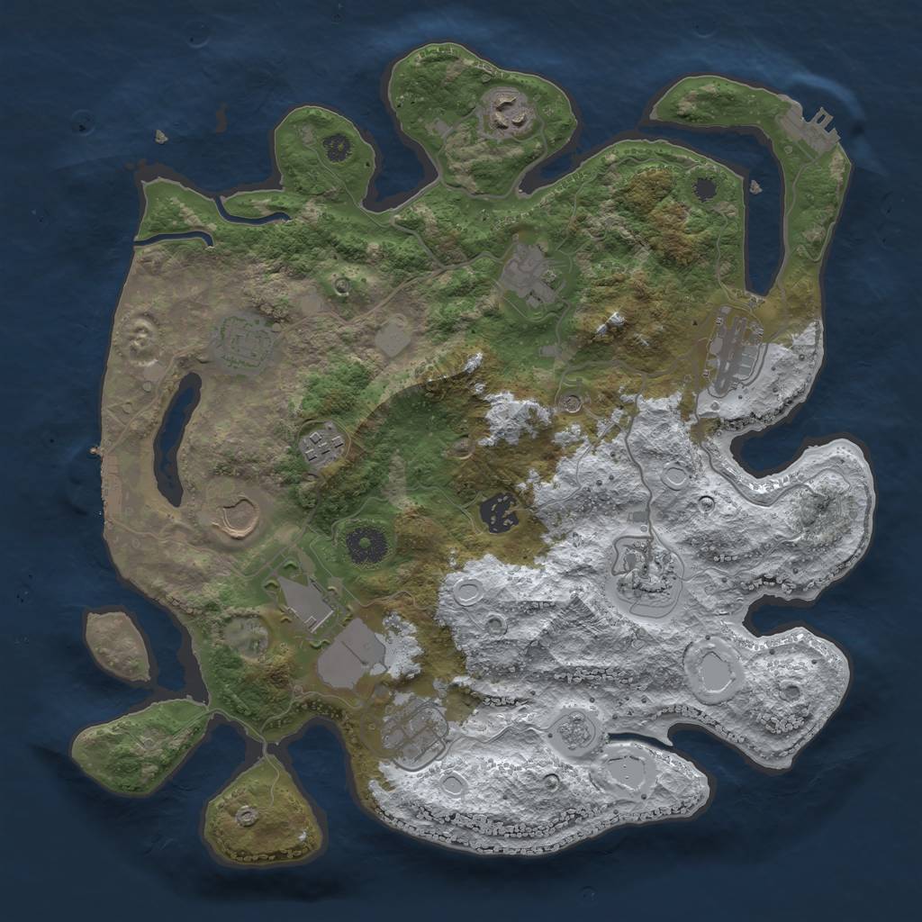 Rust Map: Procedural Map, Size: 3500, Seed: 1797489686, 19 Monuments