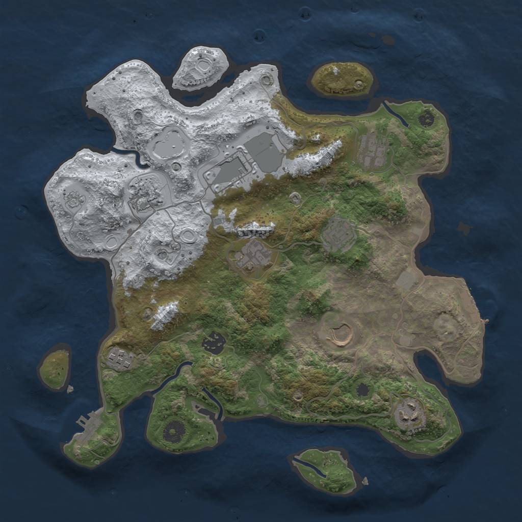 Rust Map: Procedural Map, Size: 3500, Seed: 7236, 18 Monuments