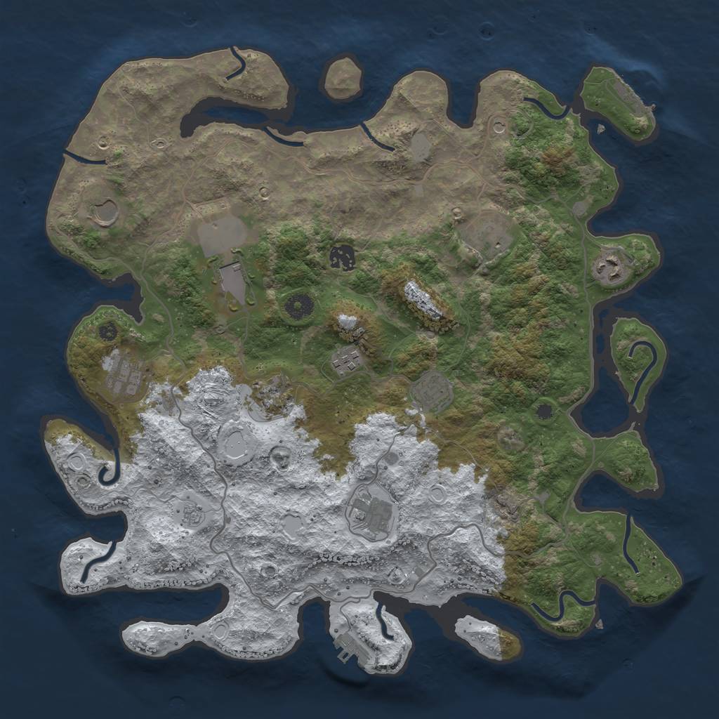 Rust Map: Procedural Map, Size: 4000, Seed: 753048339, 19 Monuments