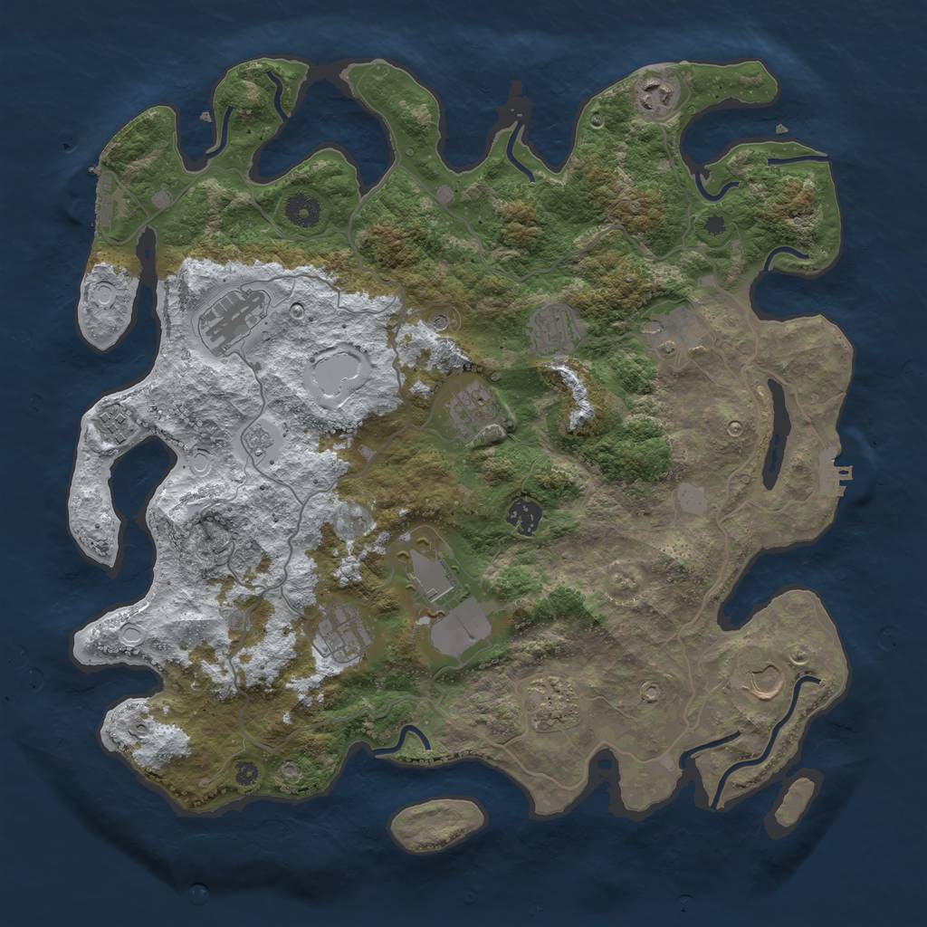 Rust Map: Procedural Map, Size: 4000, Seed: 23685378, 20 Monuments