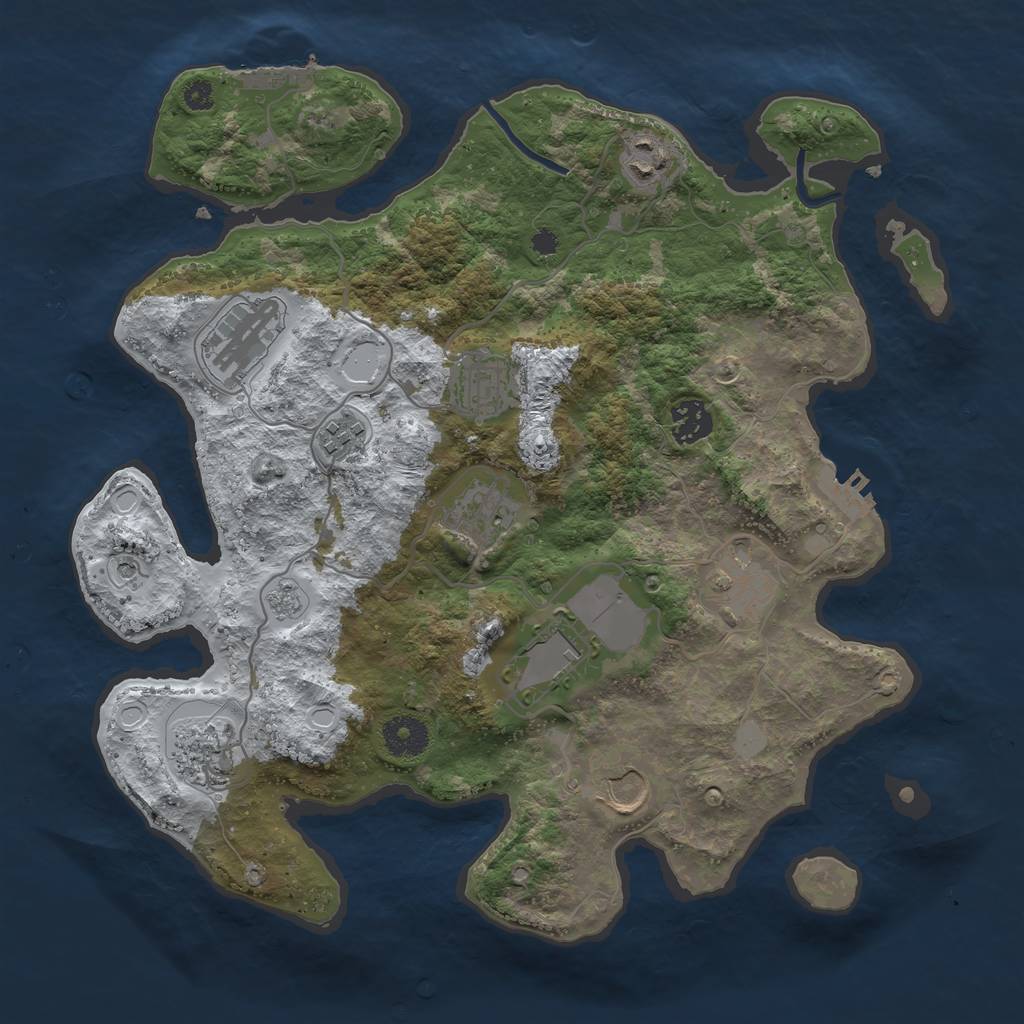 Rust Map: Procedural Map, Size: 3500, Seed: 958476213, 19 Monuments