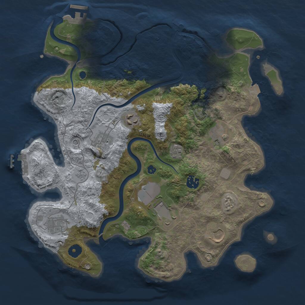 Rust Map: Procedural Map, Size: 3500, Seed: 958476213, 14 Monuments