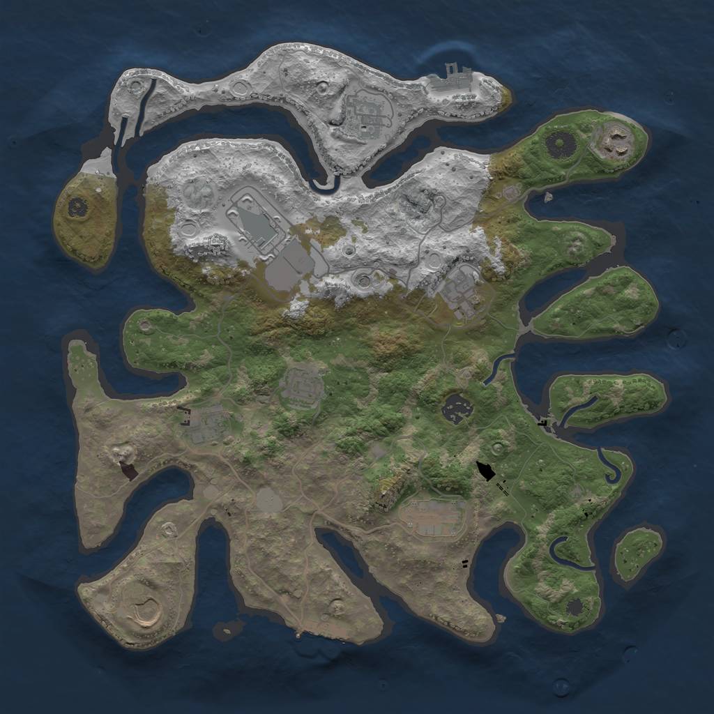 Rust Map: Procedural Map, Size: 3700, Seed: 464833481, 17 Monuments