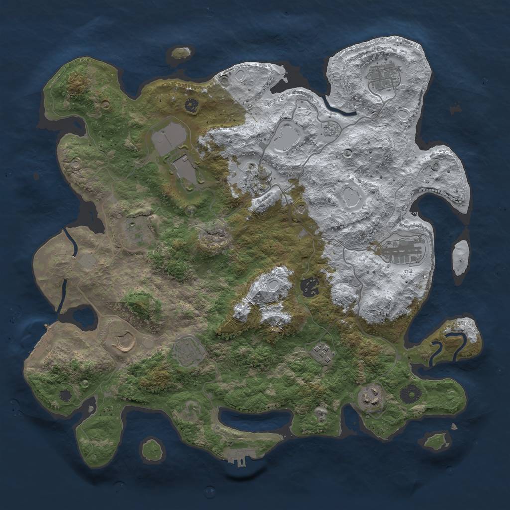 Rust Map: Procedural Map, Size: 3850, Seed: 2067938618, 19 Monuments