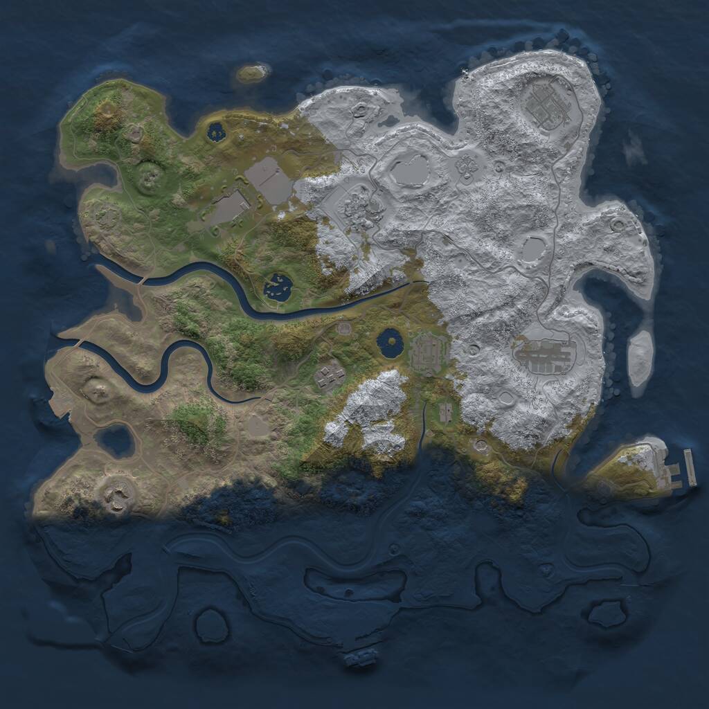 Rust Map: Procedural Map, Size: 3850, Seed: 2067938618, 14 Monuments