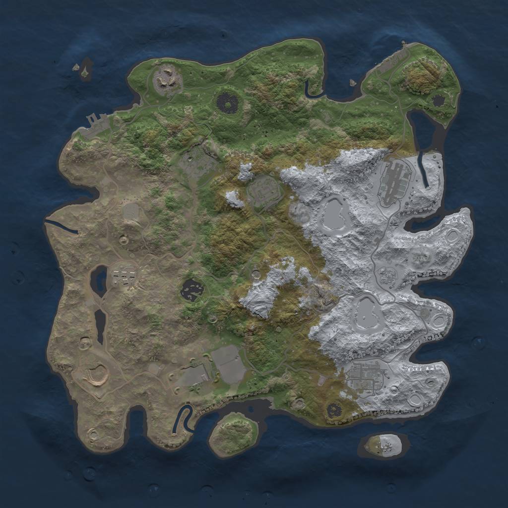 Rust Map: Procedural Map, Size: 3500, Seed: 610219100, 16 Monuments