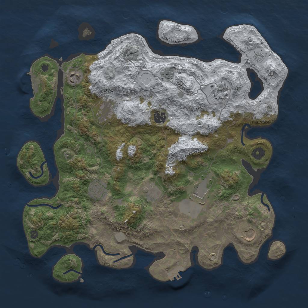 Rust Map: Procedural Map, Size: 3700, Seed: 407915363, 18 Monuments