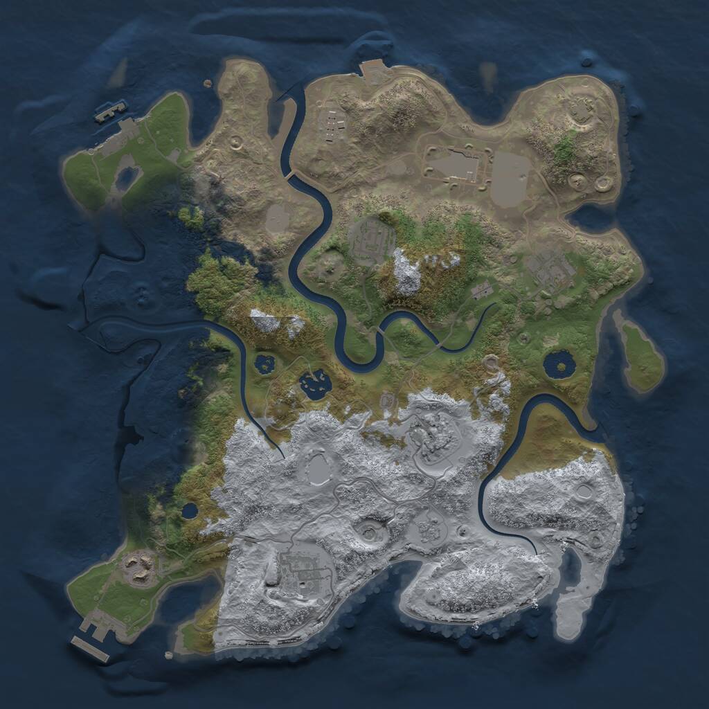 Rust Map: Procedural Map, Size: 3500, Seed: 1654377548, 14 Monuments