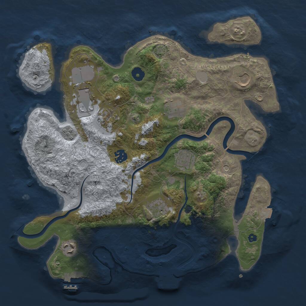 Rust Map: Procedural Map, Size: 3500, Seed: 722824181, 14 Monuments
