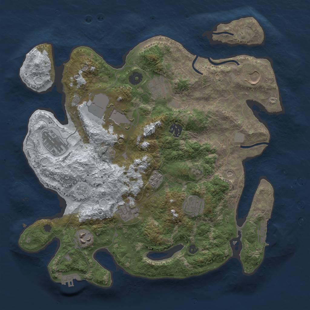 Rust Map: Procedural Map, Size: 3500, Seed: 722824181, 18 Monuments