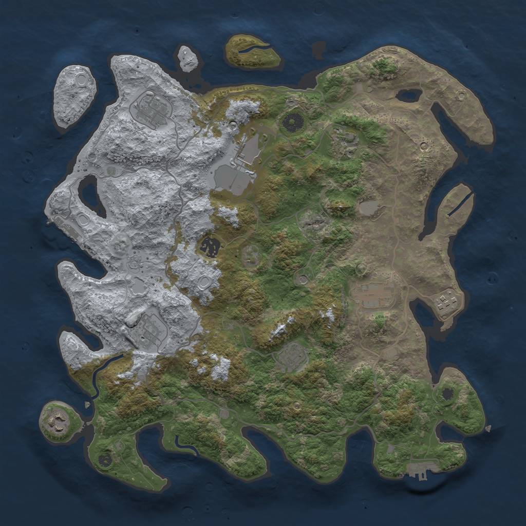 Rust Map: Procedural Map, Size: 4000, Seed: 125523021, 18 Monuments