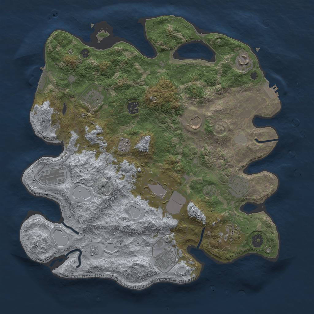 Rust Map: Procedural Map, Size: 3750, Seed: 1708552668, 19 Monuments