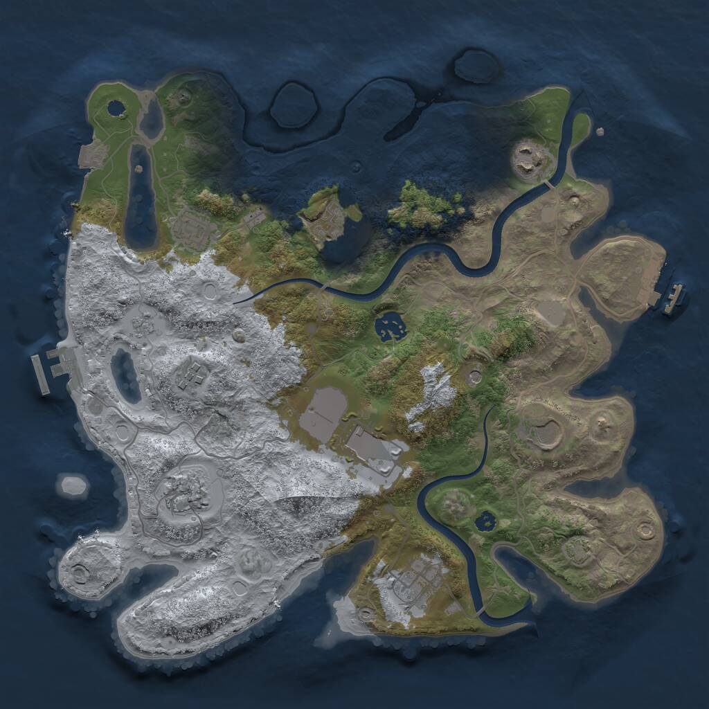 Rust Map: Procedural Map, Size: 3500, Seed: 26643, 15 Monuments