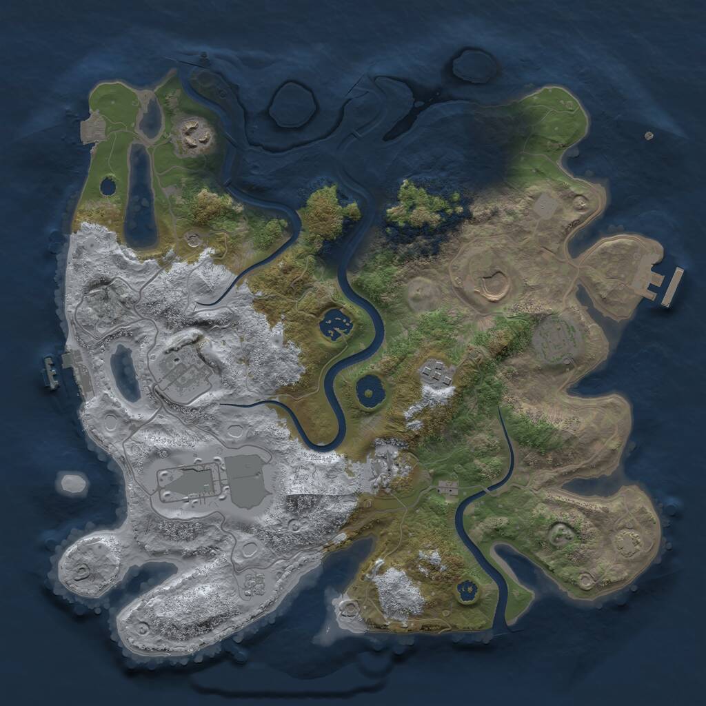 Rust Map: Procedural Map, Size: 3500, Seed: 26643, 14 Monuments