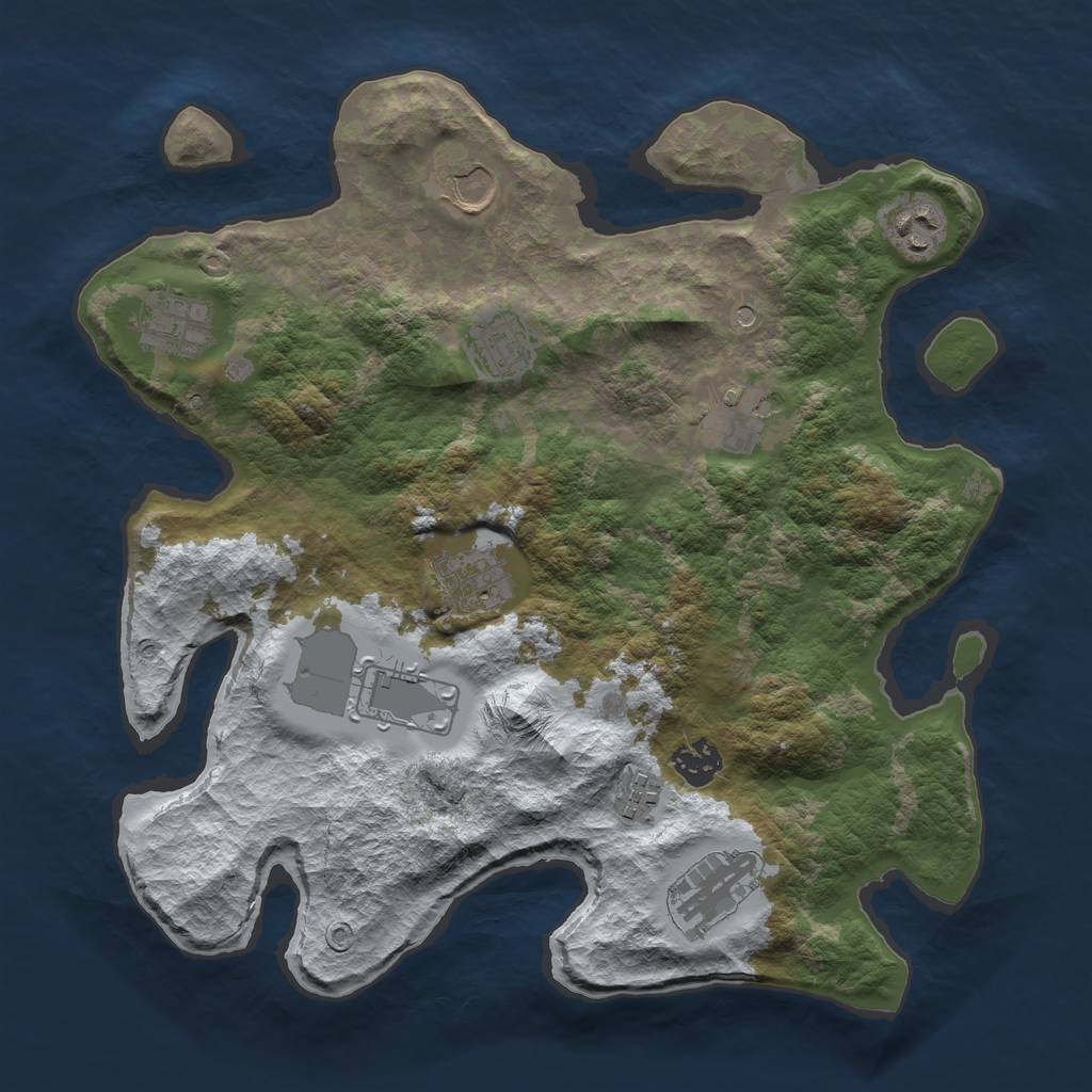 Rust Map: Barren, Size: 3500, Seed: 33, 13 Monuments