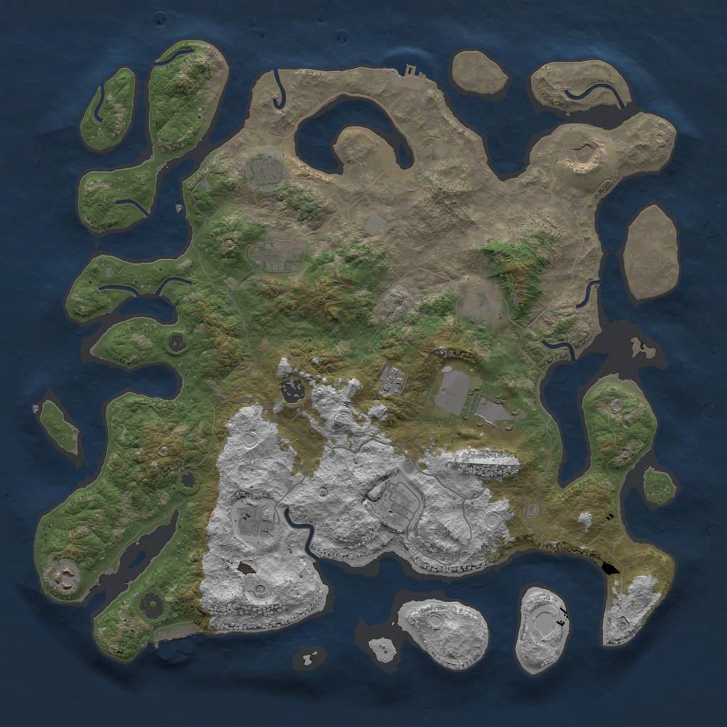 Rust Map: Procedural Map, Size: 4500, Seed: 345693192, 18 Monuments