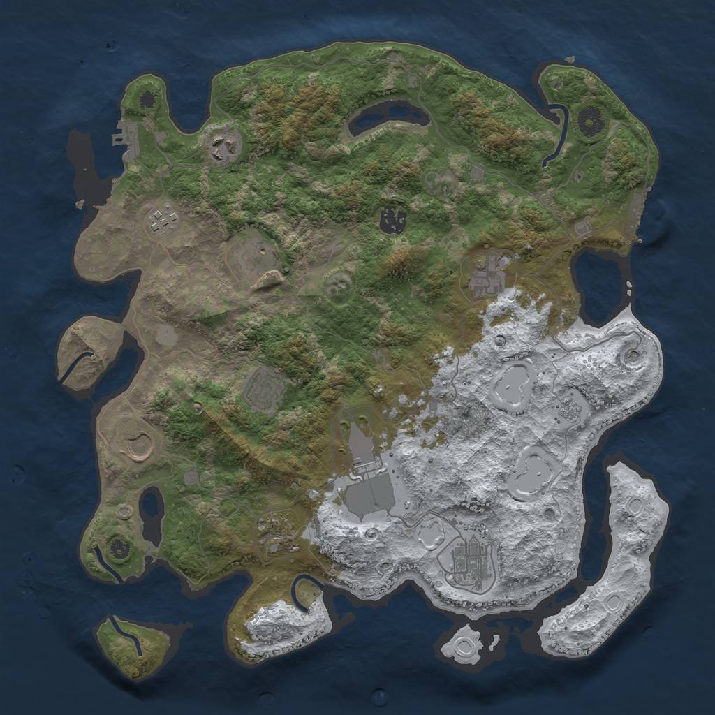 Rust Map: Procedural Map, Size: 3800, Seed: 1981, 19 Monuments