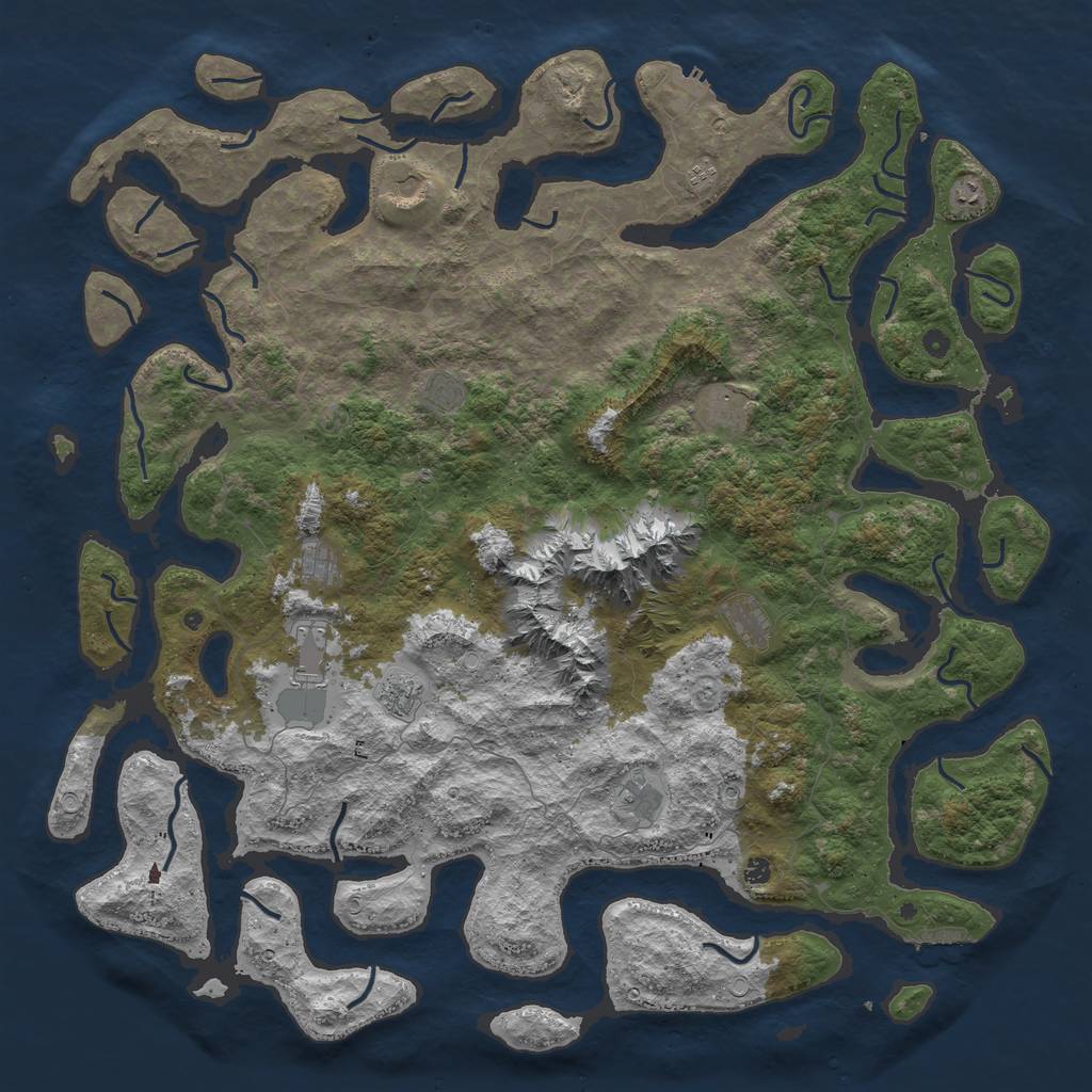 Rust Map: Procedural Map, Size: 6000, Seed: 414665625, 19 Monuments