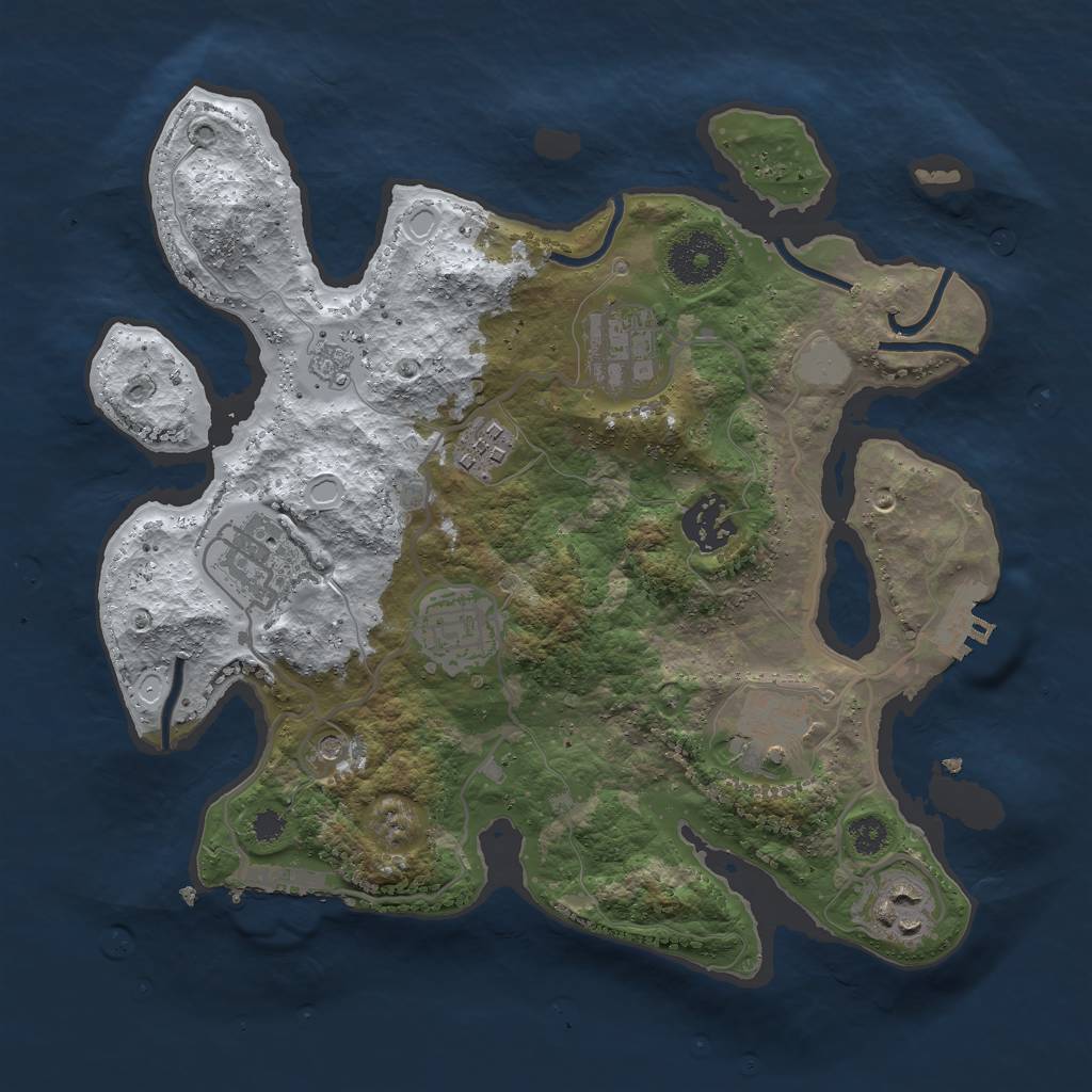 Rust Map: Procedural Map, Size: 3000, Seed: 171540, 16 Monuments