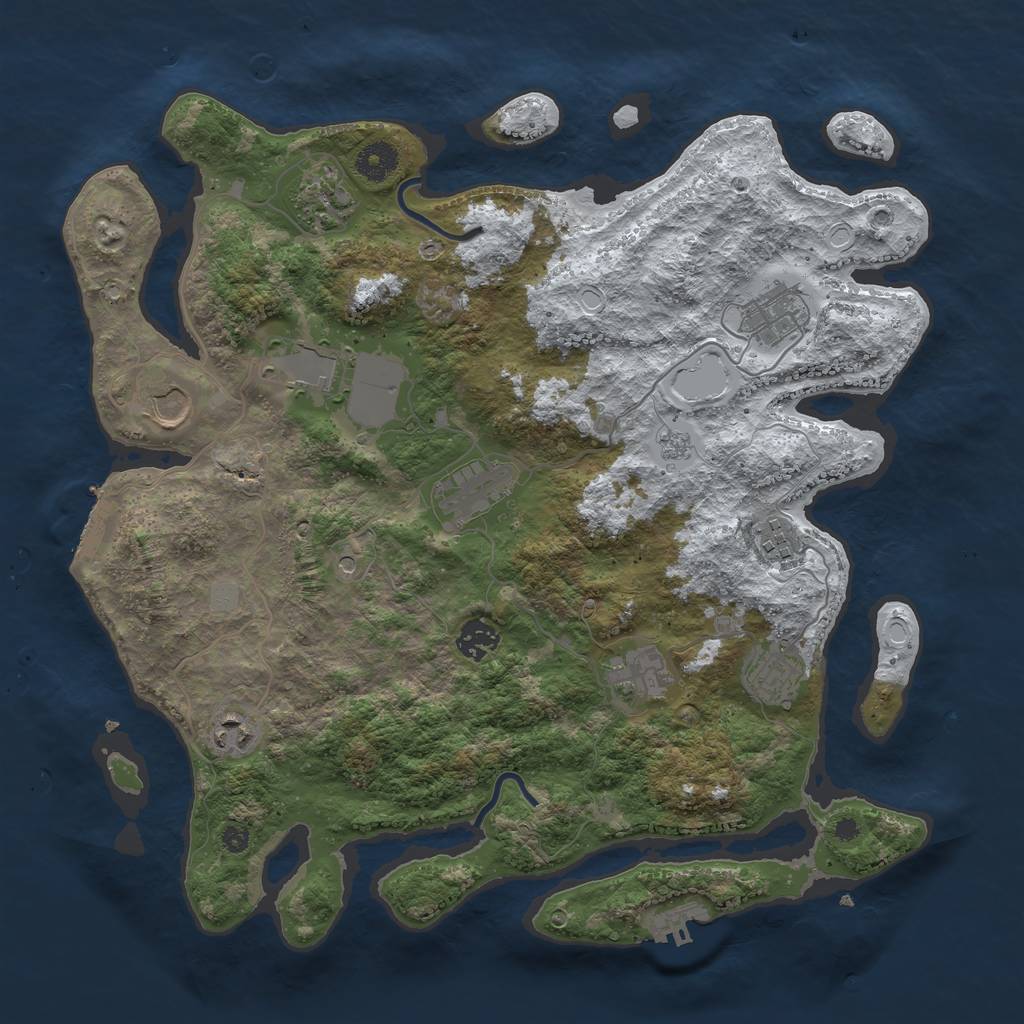 Rust Map: Procedural Map, Size: 3800, Seed: 44219951, 19 Monuments