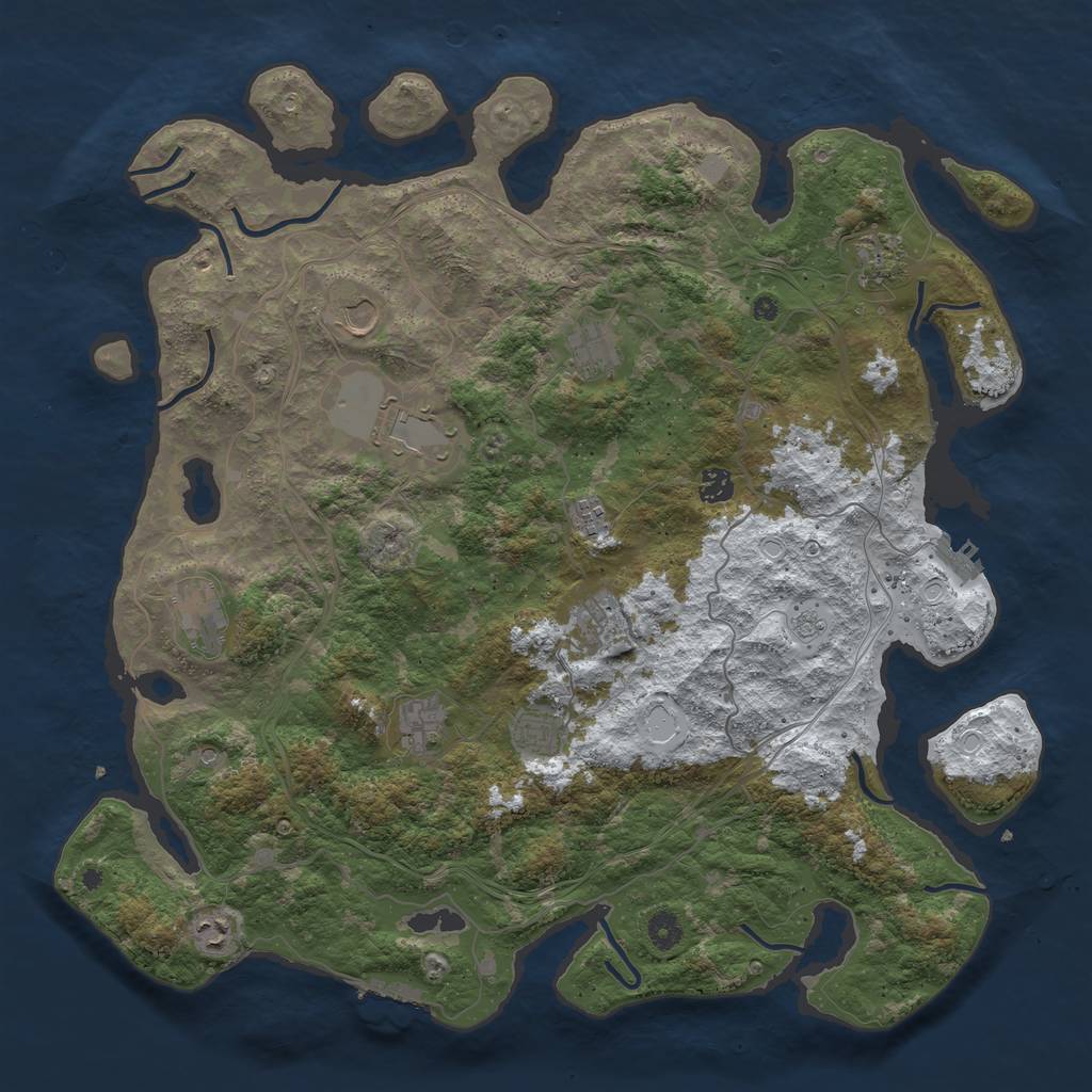 Rust Map: Procedural Map, Size: 4500, Seed: 2039947843, 20 Monuments