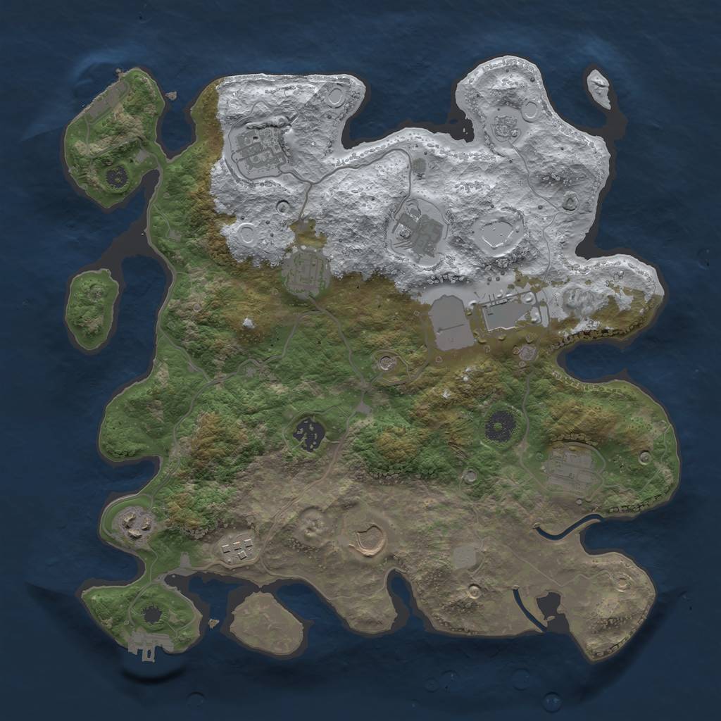 Rust Map: Procedural Map, Size: 3500, Seed: 278470386, 18 Monuments