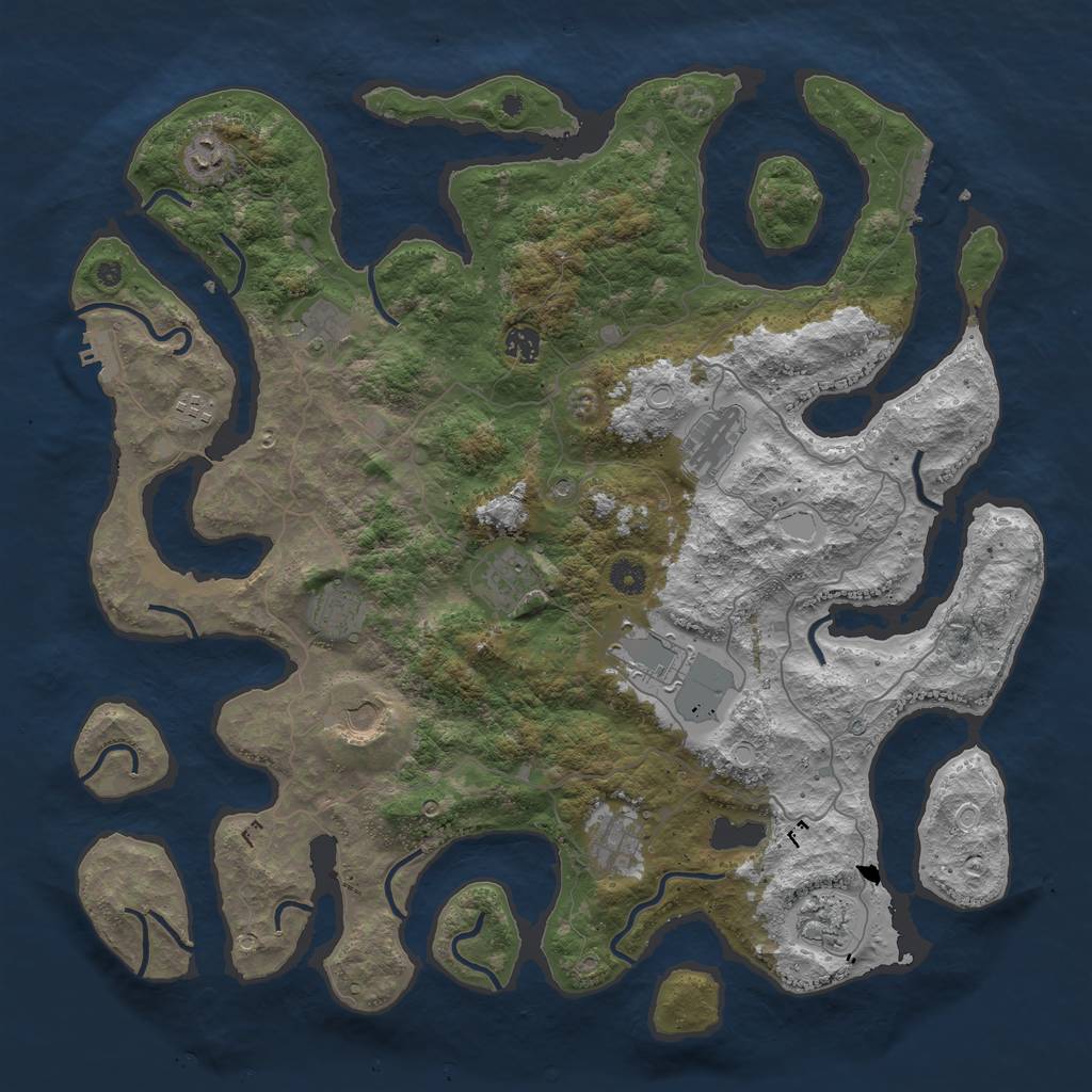 Rust Map: Procedural Map, Size: 4500, Seed: 1298065142, 19 Monuments