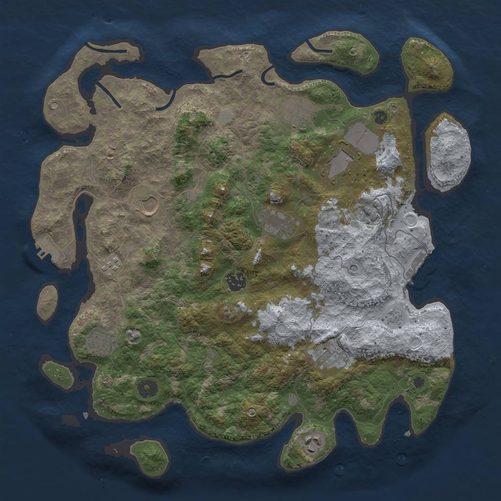 Rust Map: Procedural Map, Size: 3900, Seed: 32605, 18 Monuments