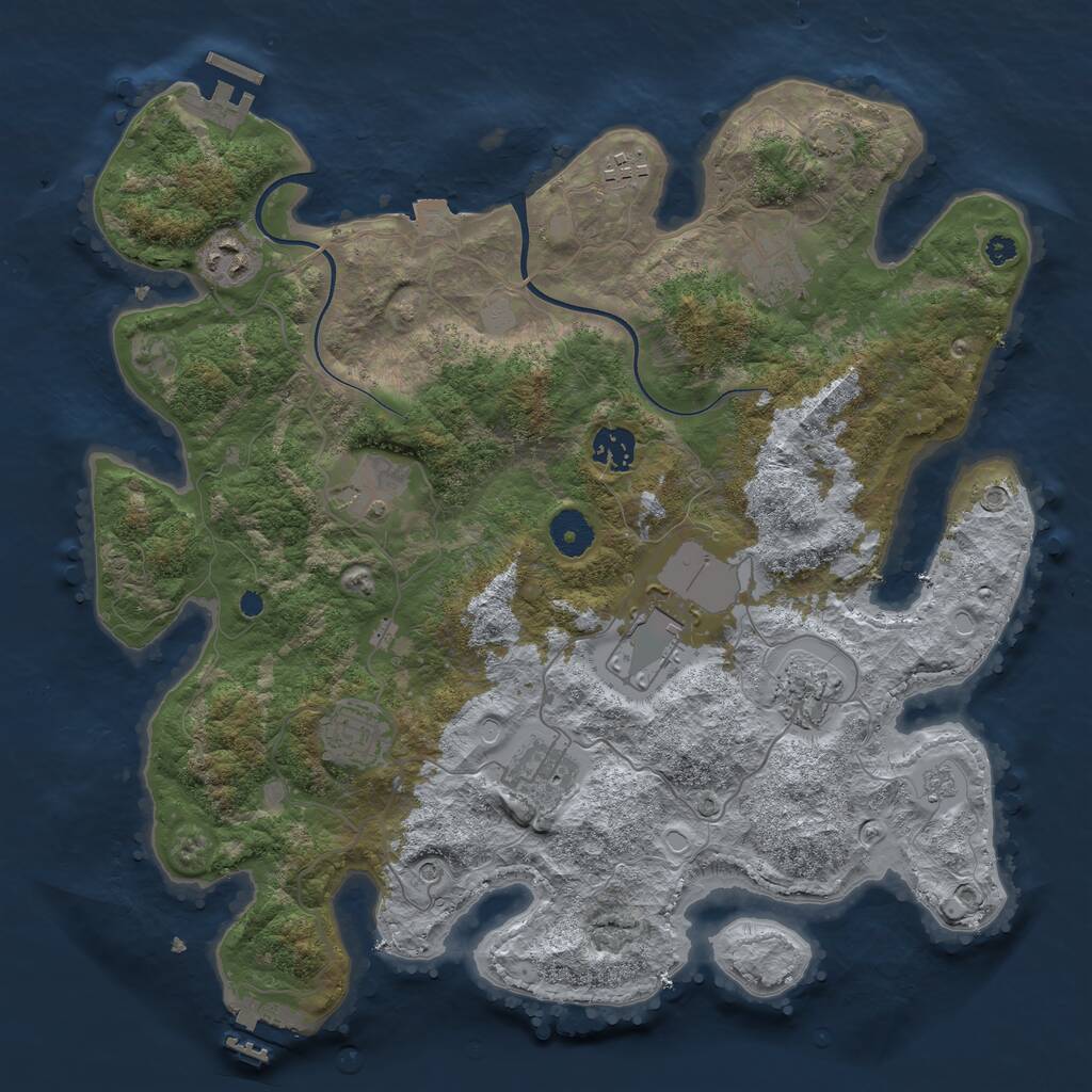 Rust Map: Procedural Map, Size: 3700, Seed: 437129320, 15 Monuments