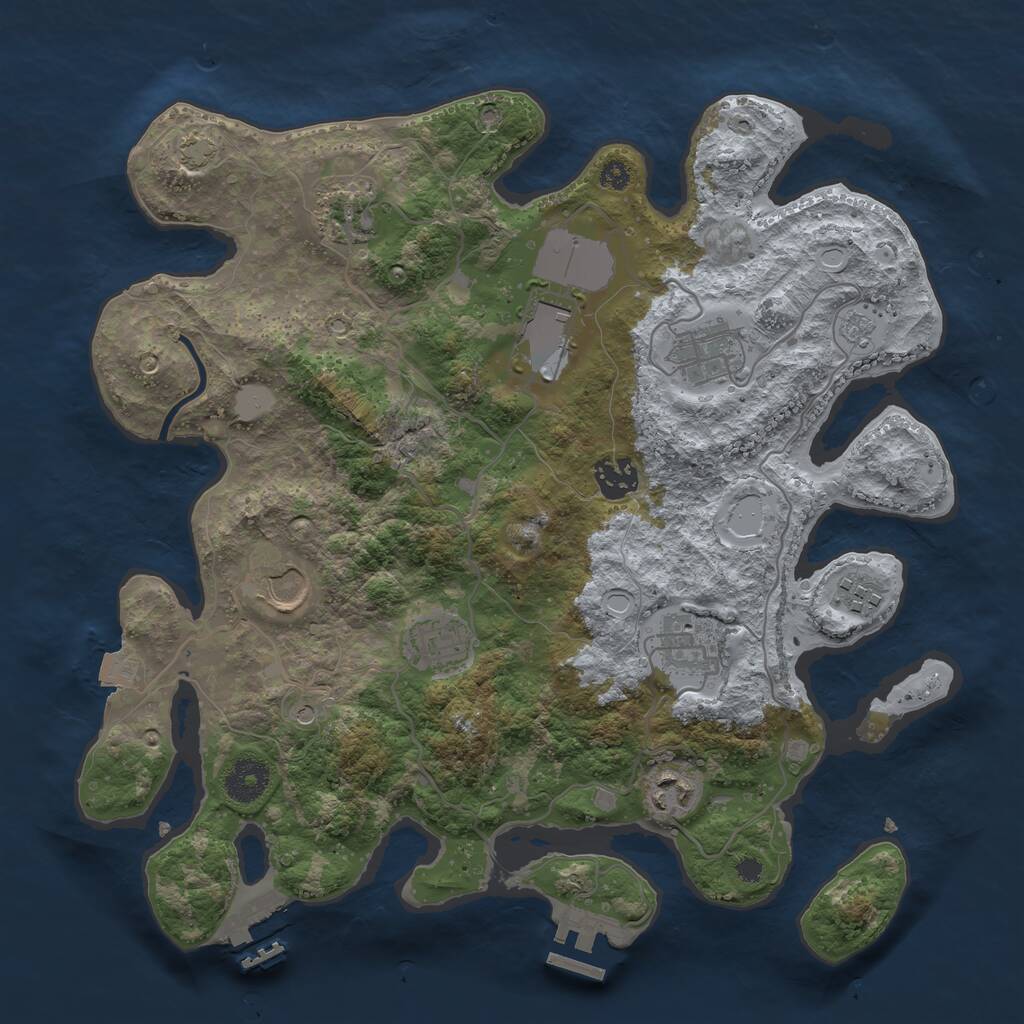 Rust Map: Procedural Map, Size: 3500, Seed: 354135, 15 Monuments