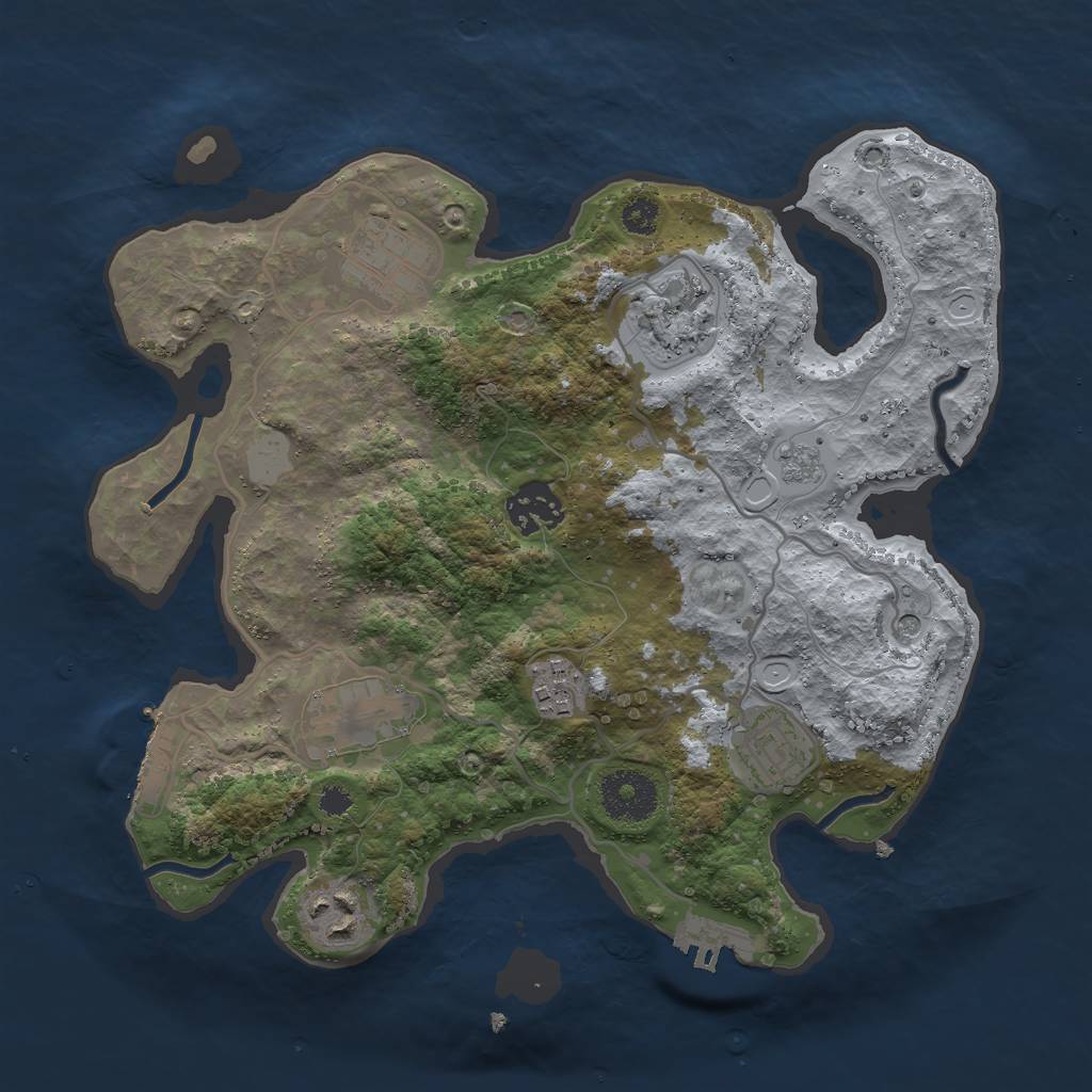 Rust Map: Procedural Map, Size: 3000, Seed: 2007114185, 16 Monuments